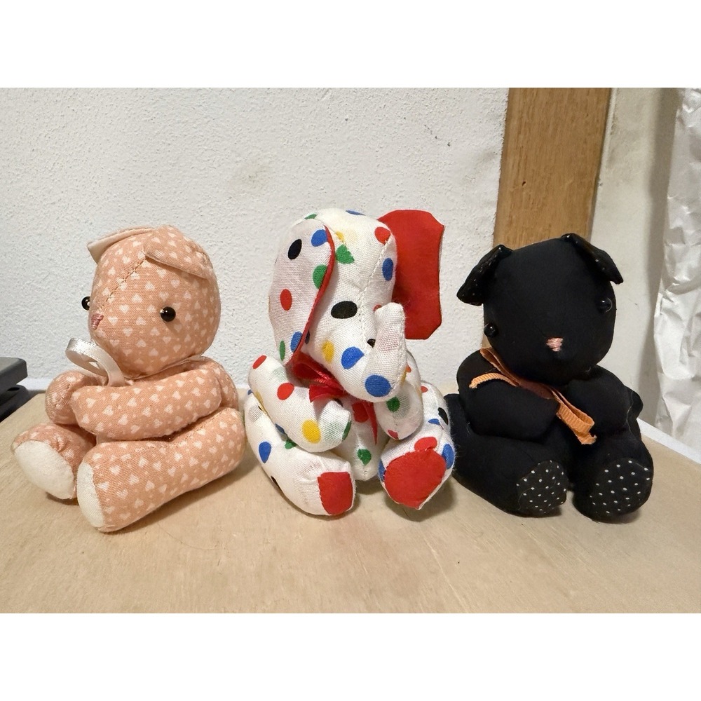 Handmade Cat And Elephant Plush Vintage Decor